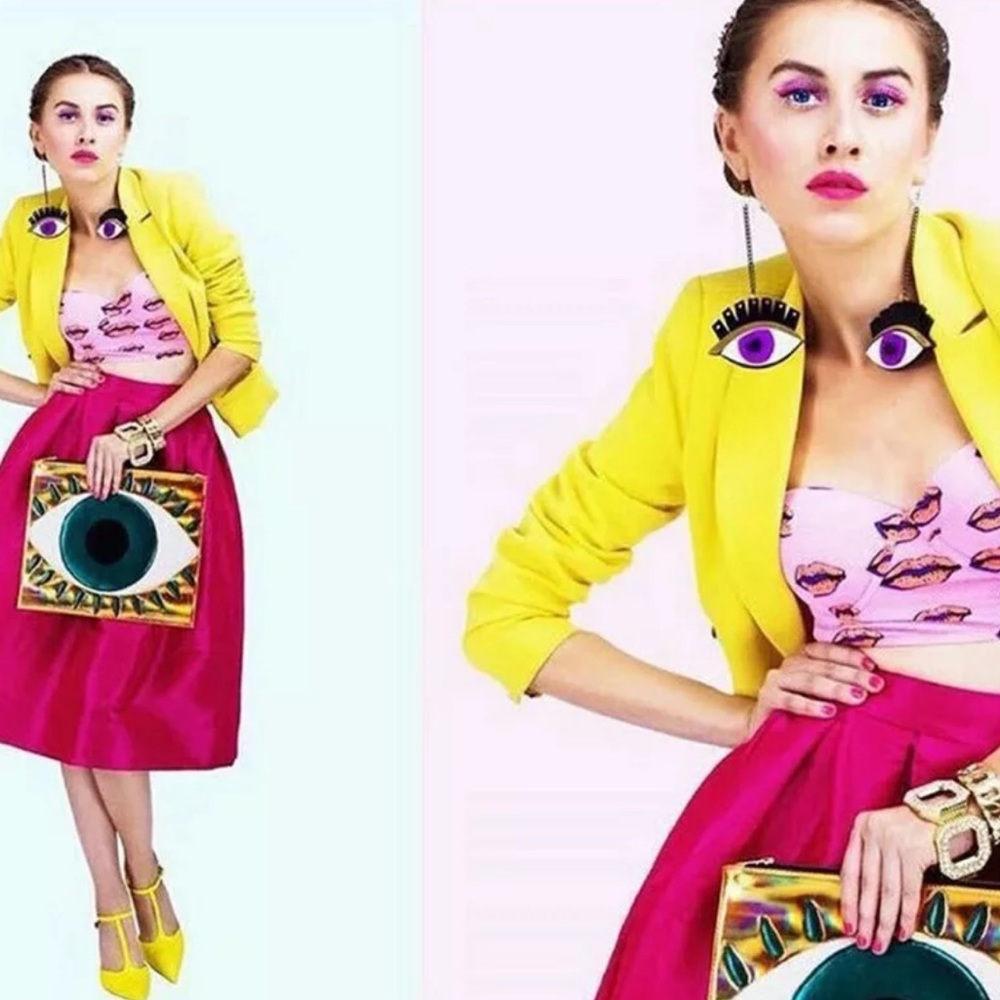 Earrings Purple Eye Dangle Trendy Fashionable!